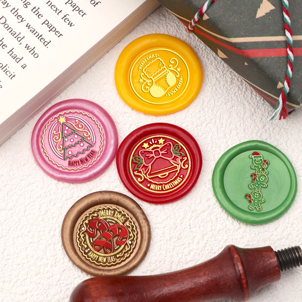 Christmas Series Wax Seal Stamps Interchangeable Brass Stamp Heads for Decorating Gifts and Greeting Cards