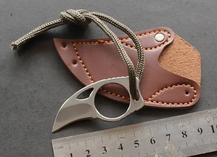 

Mini MC Pocket Karambit with leather sheath cutter portable claw knife tool Outdoor camp gadget Survive box package opener open