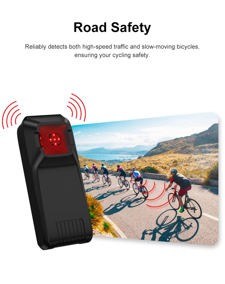 Jradar W100 Bicycle Rearview Radar Cycling Radar Tail Light Brake Sensing Lamp Saddle Seatpost Ebike Waterproof Bike Taillight