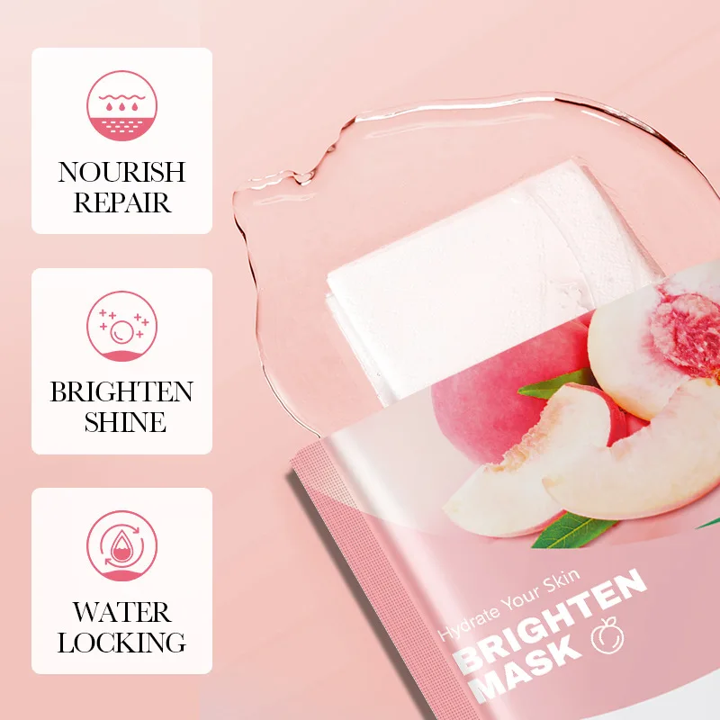 5 Pieces of Peach Moisturizing Mask, Cold Compress, Moisturizing, Nourishing, and Hydrating, Making the Skin More Tender and Smooth, Suitable for All Skin Types, Can Be Used for Personal Use or Given as a Gift to Friends