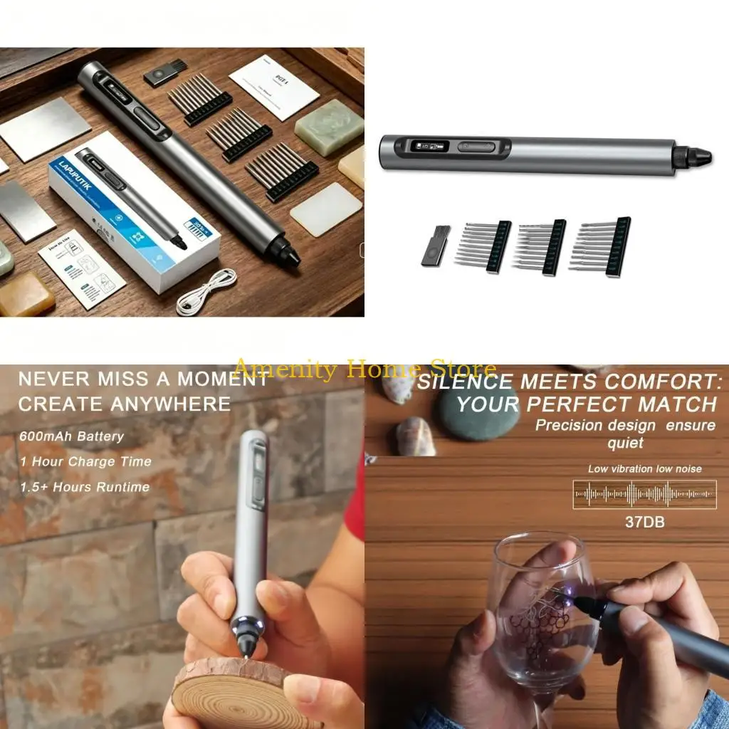 F26C Rechargeable Engraver Pen With 5 Adjustable Speed Ergonomic Engraver Pen with LED Light For Carving Work
