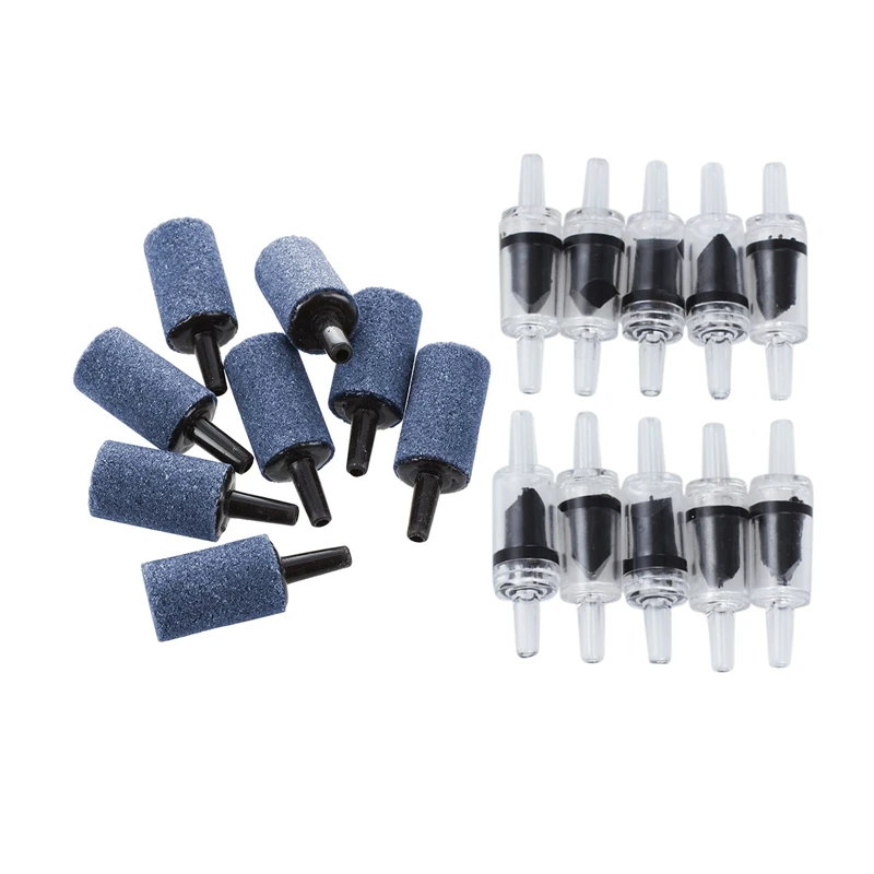 

ABGH-20 Pcs Aquarium Accessories:10 Pcs Mineral Bubble Air Stone Oxygen Diffuser & 10 Pcs Non-Return One Way Check Valve CO2