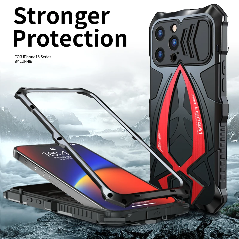 Armor Supercars Heavy Duty Protection Phone Case for iPhone 13 Pro Max 360 Metal Tank Spider Assemble Roadster Man Cover