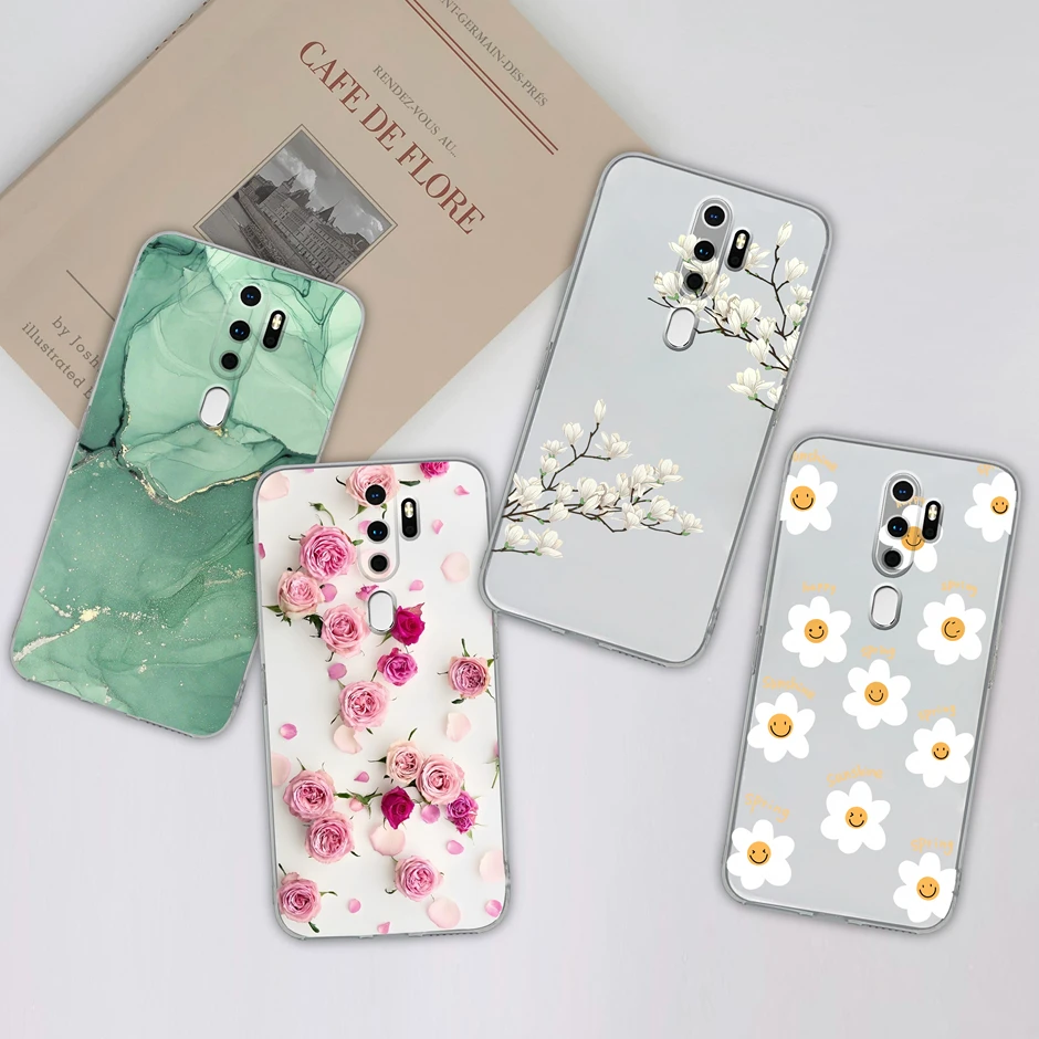 For OPPO A9 A5 2020 Case Cute Flower Cartoon Style Clear TPU Silicone Soft Shell For OPPO A 9 A 5 2020 Design Prevalent Funda