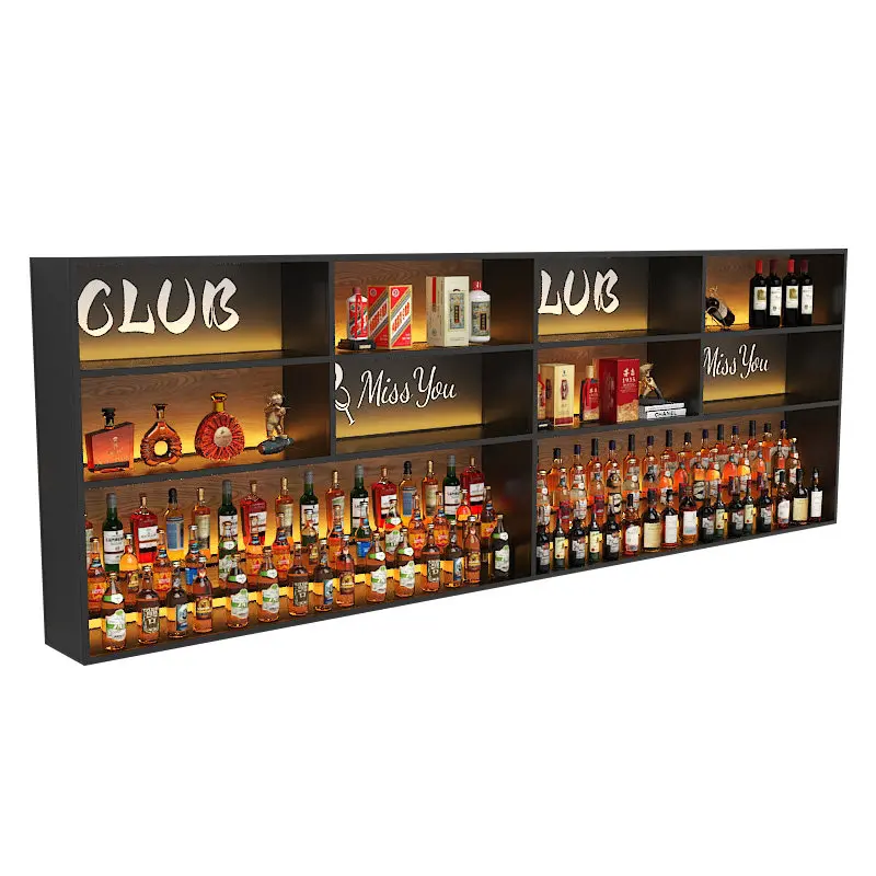 Designer Bar Wine Cabinet Wall-mounted Industrial Style Bar Wall-mounted Wine Rack Restaurant Wine and Beverage Display Cabinet