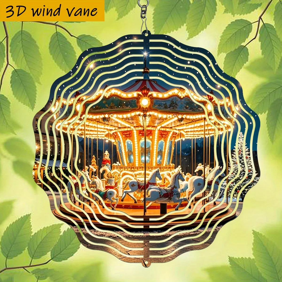 CIFBUY 3D Rotating Wind Spinner Garden Decor Shiny Kaleidoscope Metal Wind Catcher 360 Degree Hook Patio Outdoor Yard Ornament