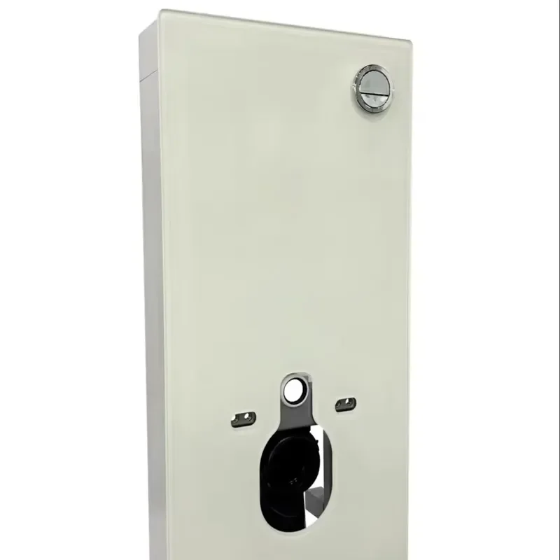 Wall Mounted Toilet Flushing Water Tank with Tempered Glass Panel and Double Button for Bathroom