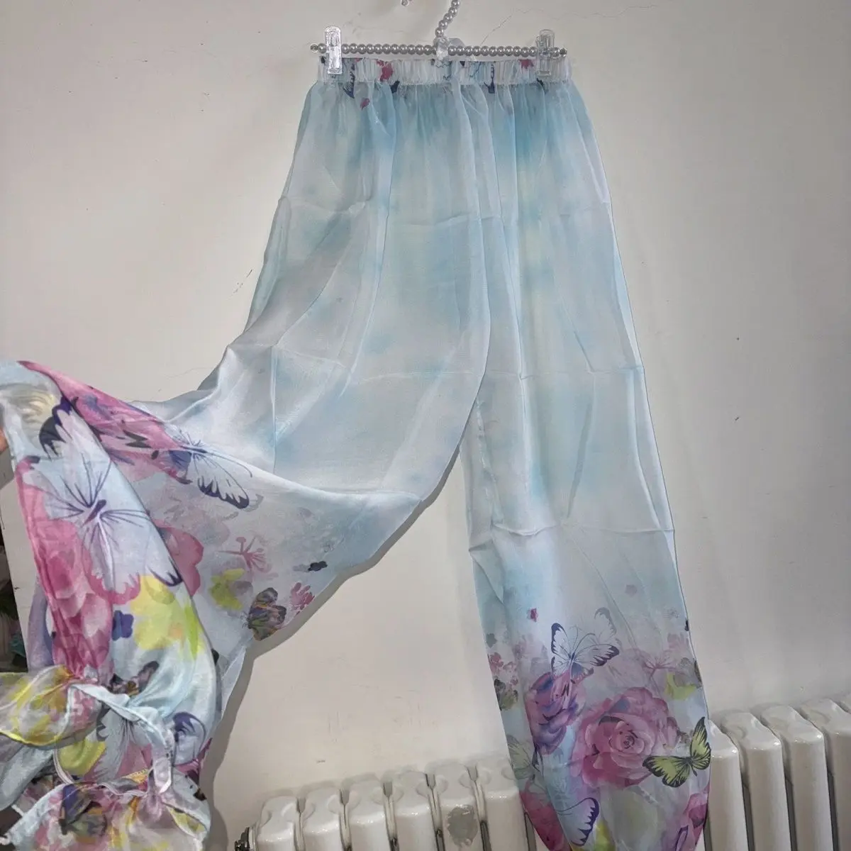 

Женские полупрозрачные брюки с высокой талией, эластичные, широкие, в стиле фейри-гранж, для уличной моды и домашнего отдыха