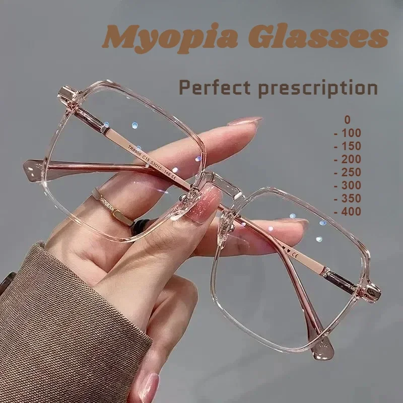 New Women's Myopia Glasses  Anti Blue Light Finished Nearsighted Glasses Prescription Eyewear Optical Lenses for Women Men