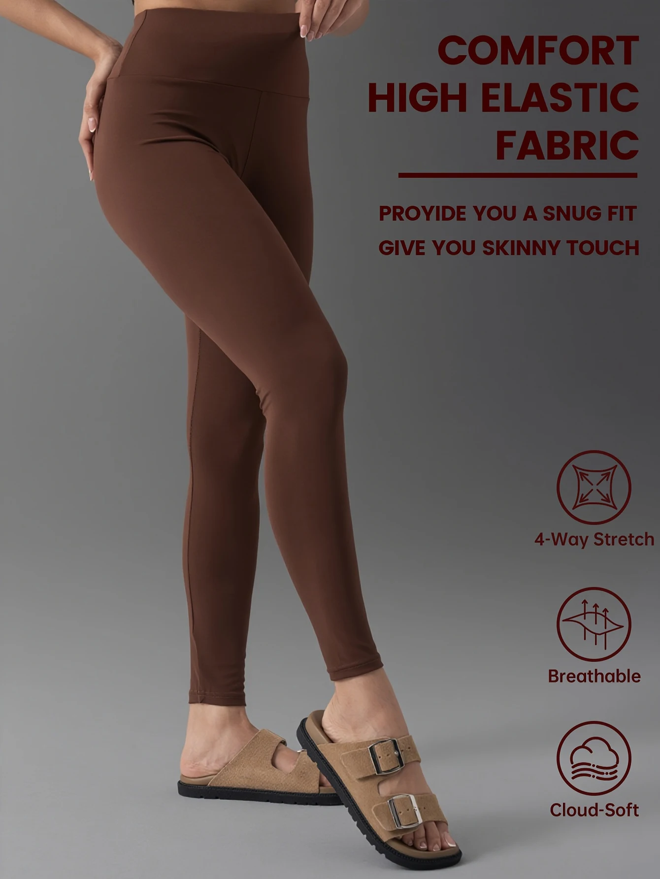 

Весенние и летние женские брюки для йоги с высокой талией, эластичные четырехсторонние мягкие и эластичные спортивные брюки стандартного размера, коричневые повседневные