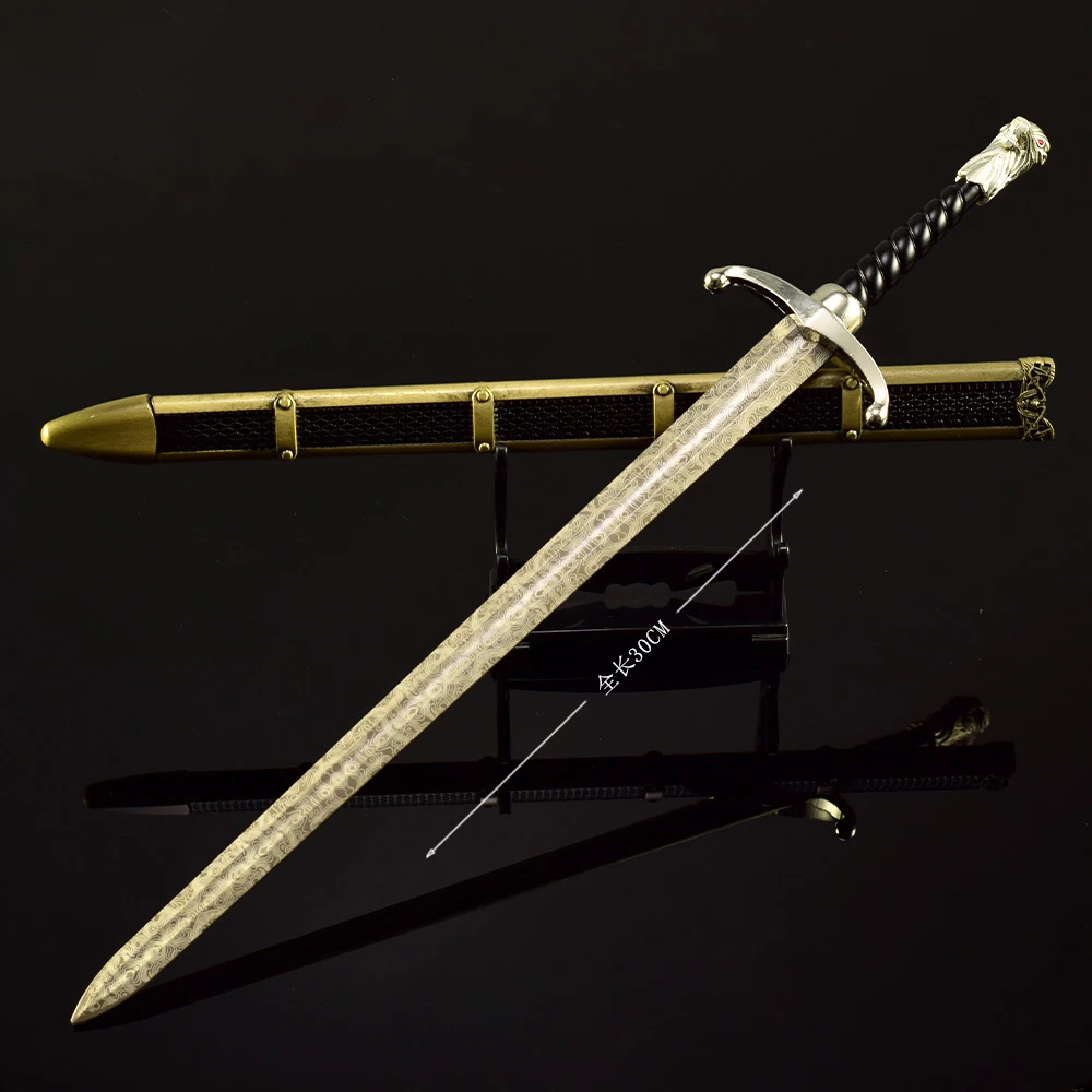 30cm New Power Game Longclaw Sword Damascus Steel Peripherals Metal Model and Props Desktop Decoration Ornaments Gifts Toys