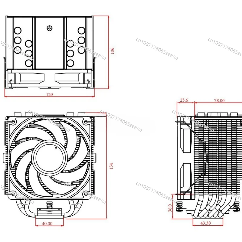 SE-226-XT Argb Air-Cooled Radiator CPU Fan Temperature Control 6 Heat Pipe PWM Fan Support 1700 AM4