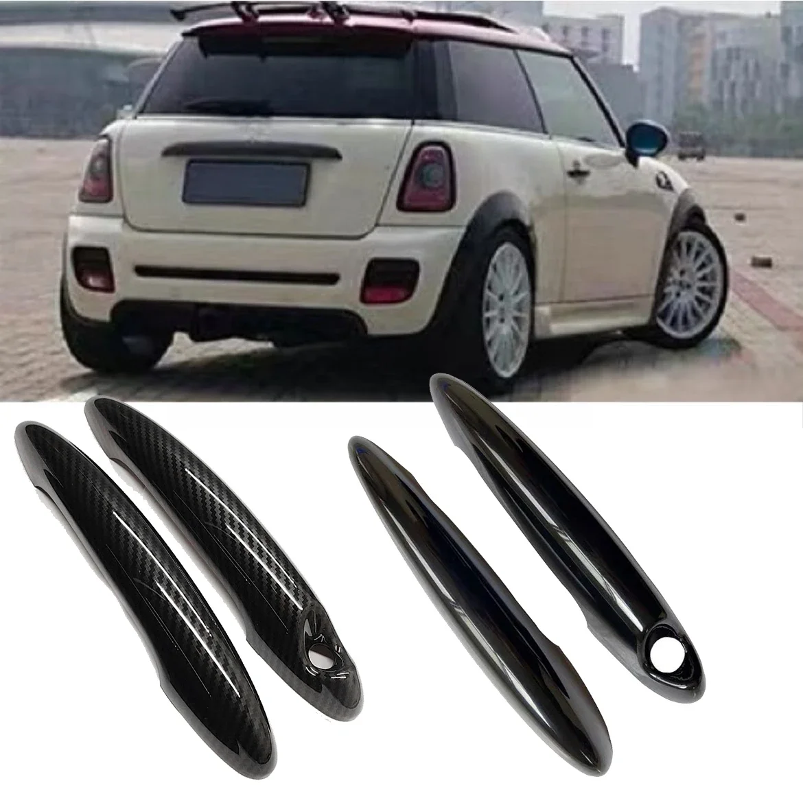 Exterior Door Handle Cover Sticker for MINI Cooper S JCW R50 R52 R53 R55 R56 R57 R58 R59 R61 2PCS/SET Car-Styling Accessories