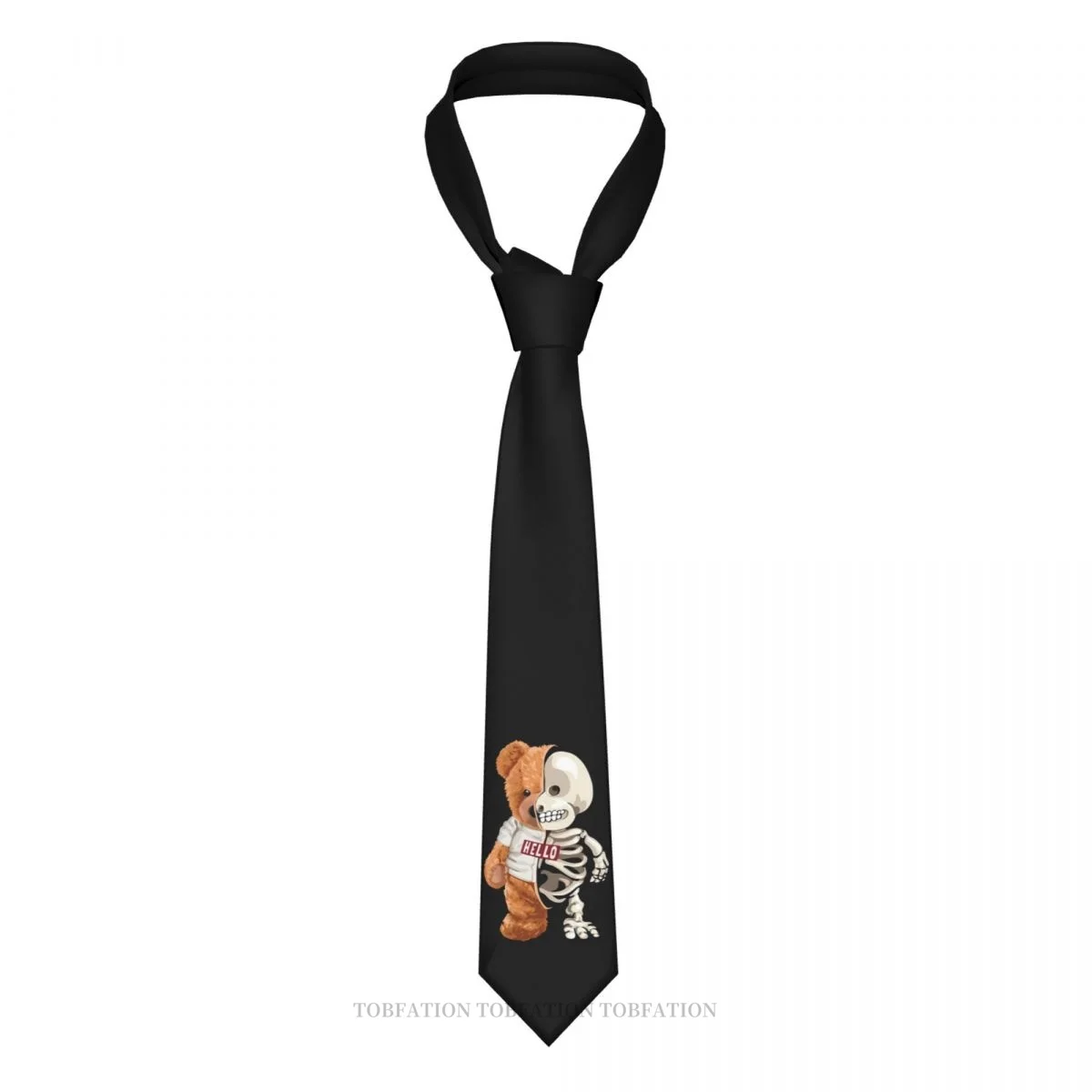 

Hello Skeleton Print Ties Teddy Bear Casual Unisex Neck Tie Shirt Decoration Narrow Striped Slim Cravat