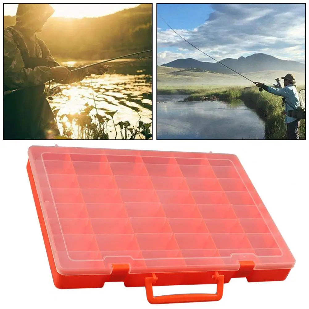 Caja de Herramientas de pesca de gran capacidad, organizador multifuncional para cebos, transparente, deflector desmontable