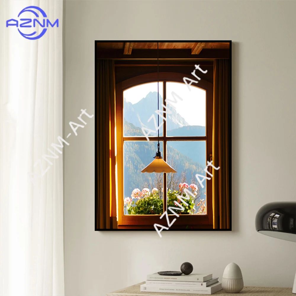 Green Landscapes Windows Wall Art Poster Nature Europe Style Mural Modern Home Decor Canvas Pictures Prints Living Room Decorate - view 4