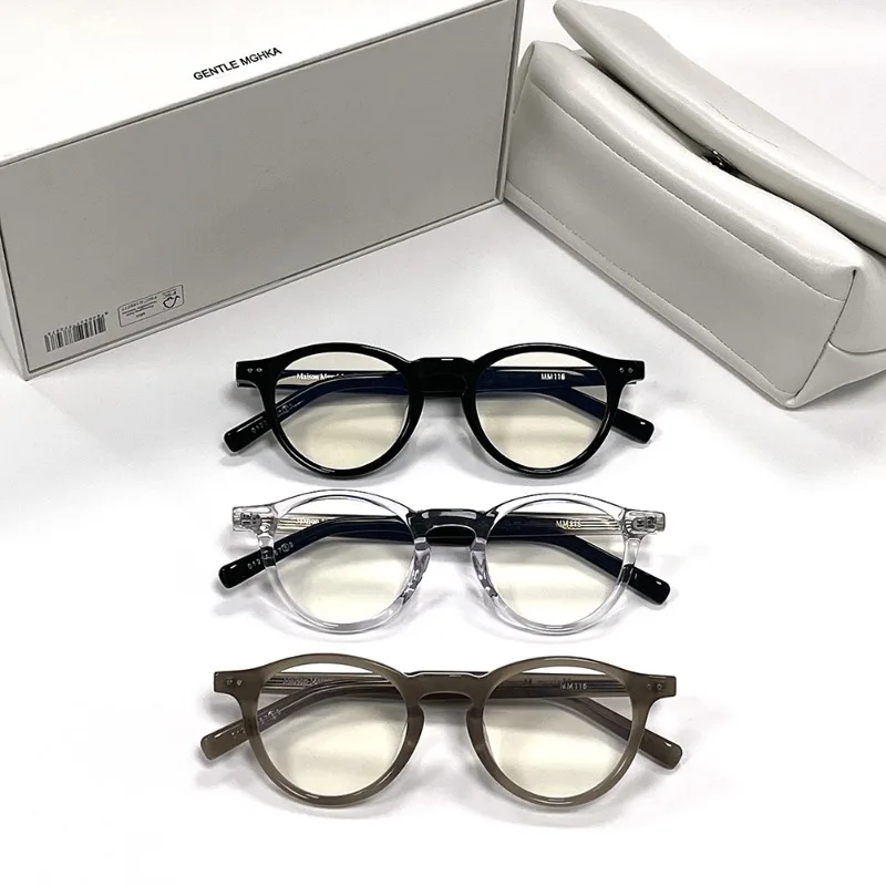 GM Glasses Frame Retro Plate Round Frame 116 Glasses Frame for Men and Women with Short-sighted Glasses To Prevent Blue Light.