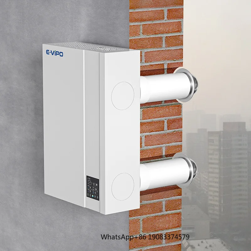 Contemporary Design Ductless ERV Ventilation HRV Smart Fresh Air System Heat Recovery Rectangle Triple-Filter Unit WiFi Dining