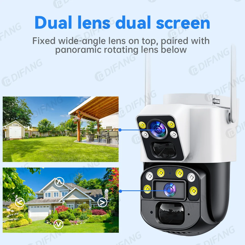 Solarbetriebene 4G/WiFi-Überwachungskamera, 4K 8MP Dual Lens Outdoor PTZ, kein Netzkabel erforderlich, Vollfarb-Nachtsicht, wasserdicht