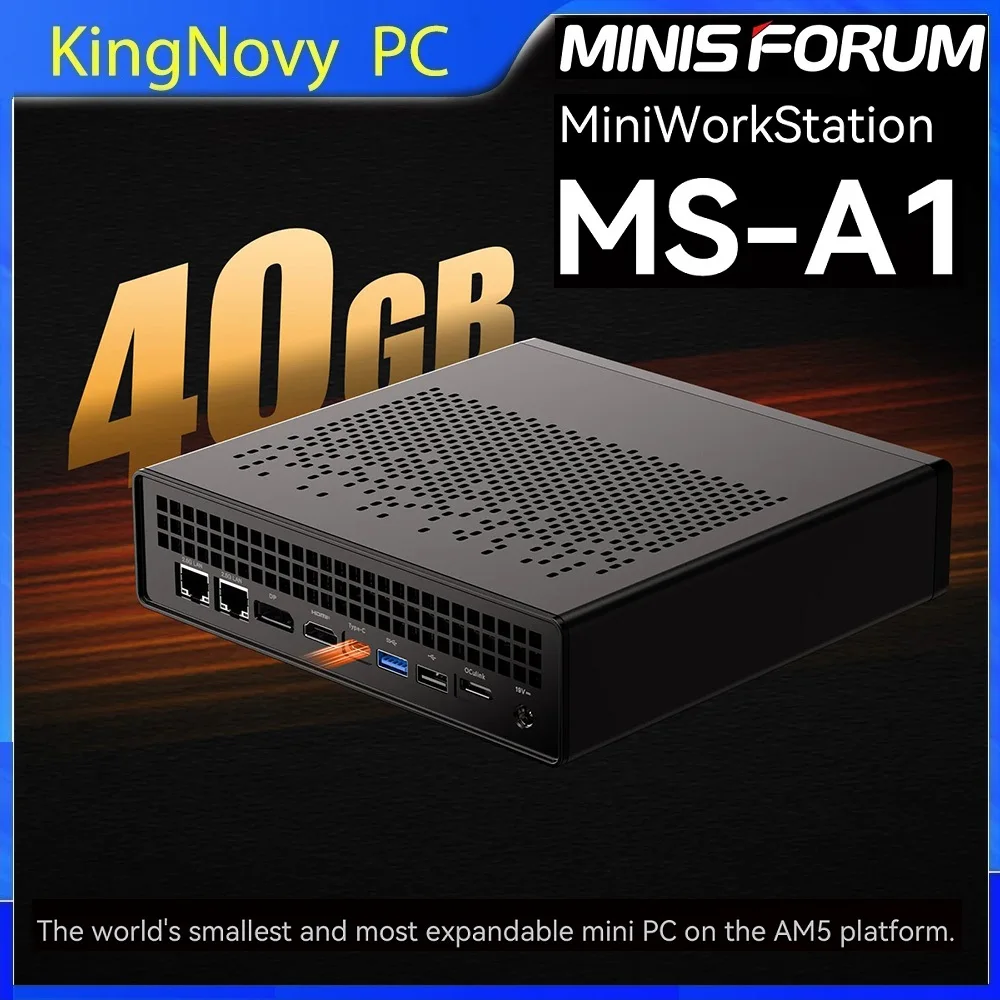 MINISFORUM MS-A1 AMD Gamer Mini PC Ryzen 7 8700G 5 8600G 4*NVMe 2*2.5G LAN USB4 Oculink Windows 11 Work Station Computer WiFi6