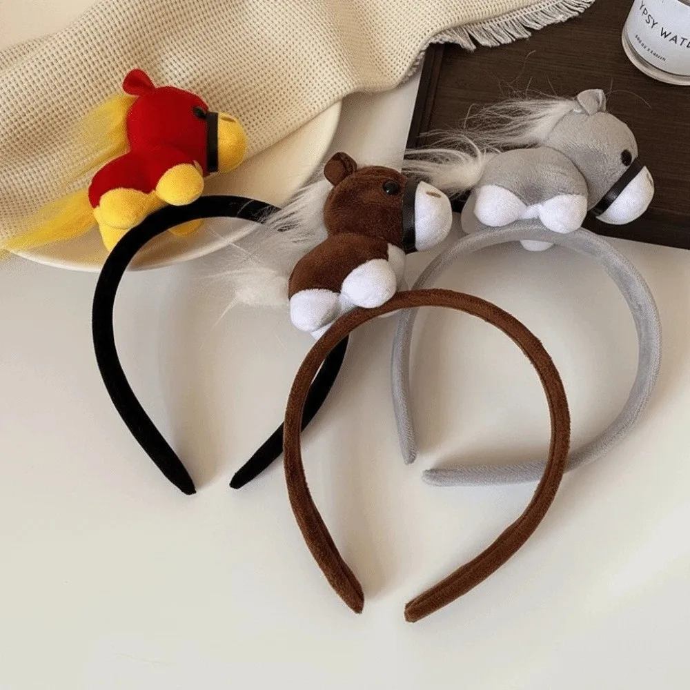 

Creative Cartoon Horse Hair Hoop Pony Red Horse Headband Good Luck Headwear Headpiece Women