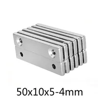 50x10x5-4mm Strong Sheet  Magnet 2 holes 4mm For Home Refrigerators, Offices DIY 50x10x5 Powerful Magnetic 50*10*5-4 mm 50*10*5