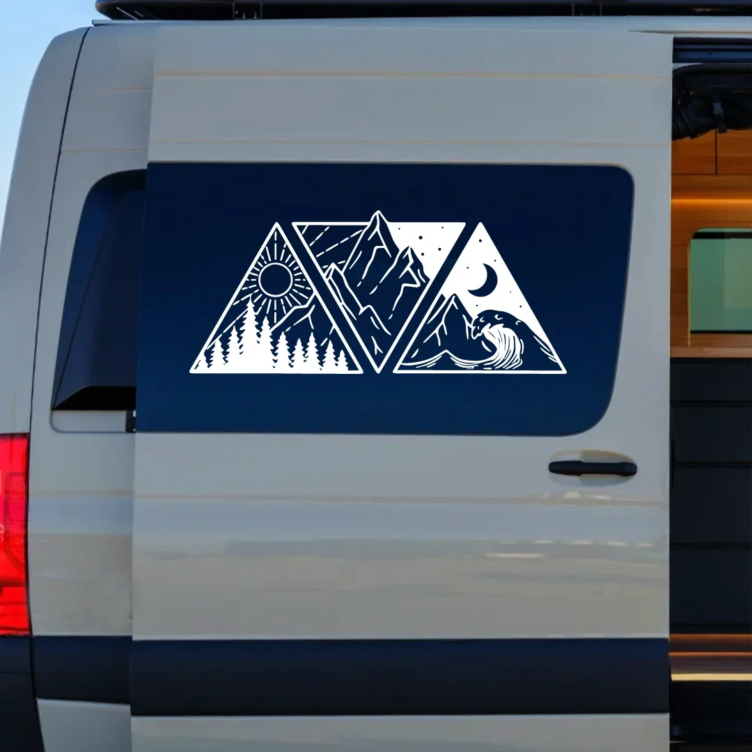 Ocean Mountain Vinyl Sticker, Car Styling Waterproof UV Resistant Decal for Camper Van Motorhome SUV Exterior Tuning Decor