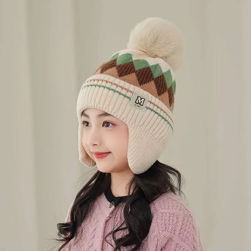 

Осенне-зимняя теплая детская шерстяная вязаная шапка для мальчиков и девочек, теплый пуловер, шапка