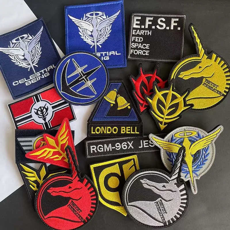 Mobile Suit Anime Badges Embroidered Applique Patches,Londo Bell,E.F.S.F. Military Tactical Logo Emblem on Backpack,Clothing