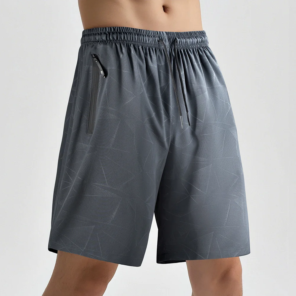 

Летние мужские спортивные шорты с геометрическим принтом и завязками, быстросохнущие шорты с карманами на молнии, повседневные шорты для бега, тренировок в тренажерном зале