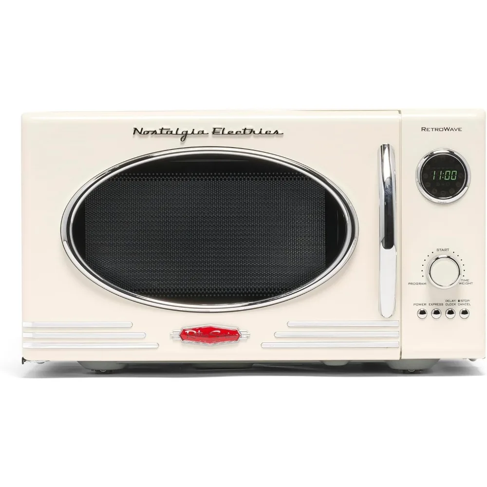 

Retro Countertop Microwave Oven ,Large 800-Watt ,12 Pre-Programmed Cooking Settings - Digital Clock,Kitchen Appliances