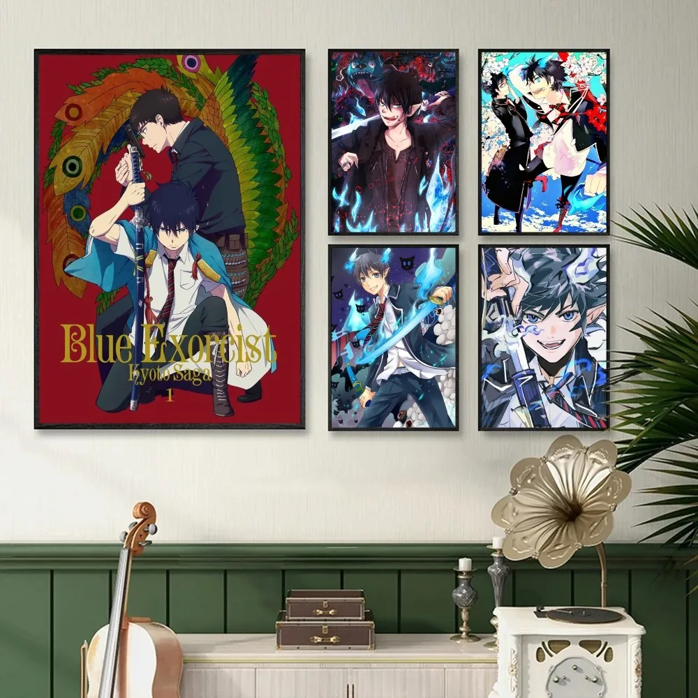 1PC Blue Exorcist Anime  Poster Self-adhesive Art Waterproof Paper Sticker Coffee House Bar Room Wall Decor