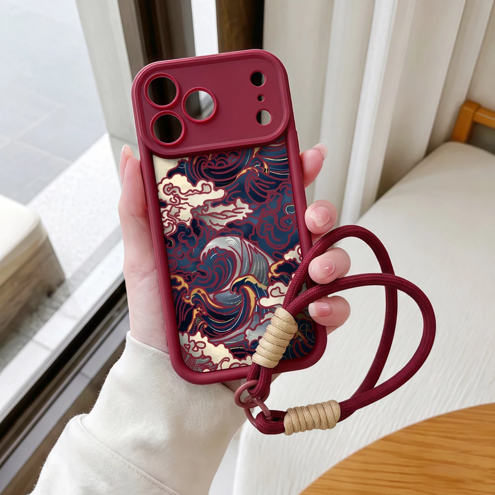 Handyhülle für Samsung Galaxy Note 20 S25 S26 Plus S24 S23 FE S25 S24 Ultra A57 A56 A07 5G Ukiyo E Waves Lanyard Silikonhülle – Detail 7
