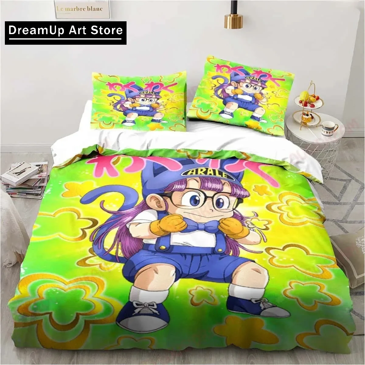 Parure de lit DR s-slump Arale, dessin animé 3D, housse de couette mignonne avec taie d'oreiller, double, simple, Queen, King, taille, pour garçons et adultes, maison