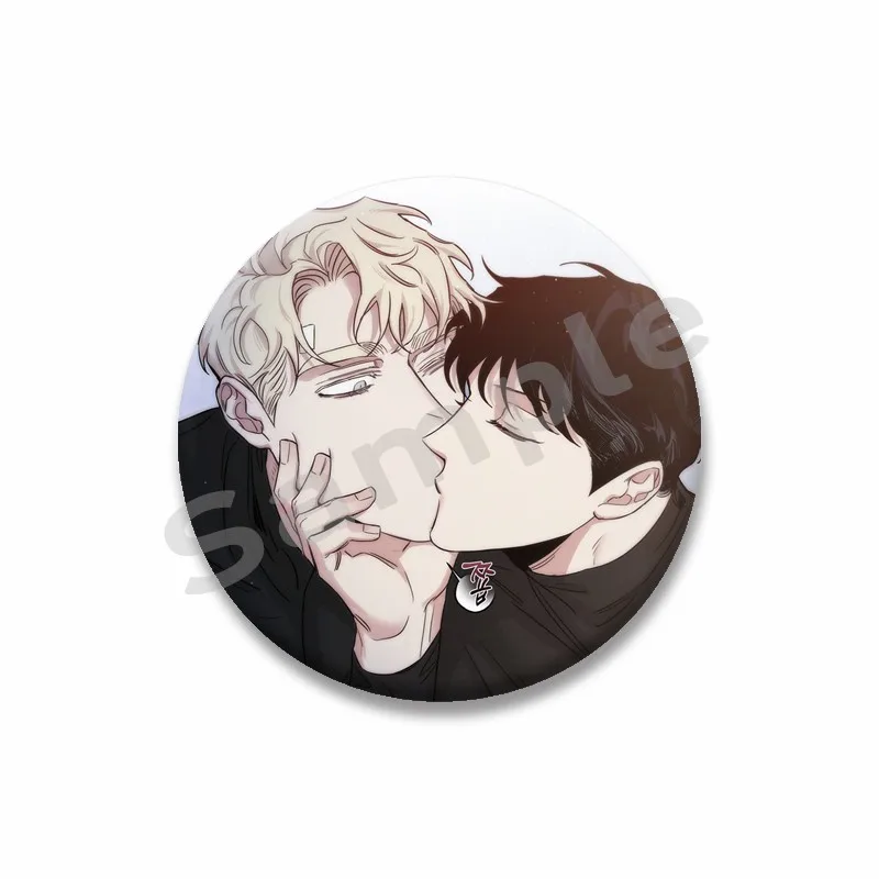 Koreaanse BL Manga Rozen en Champagne Ronde Broche Jongens Liefde Manhwa Knop Pin Anime Rol Caesar Lee Won Badge Fan Verzamelen Geschenken