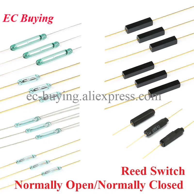20 pces/5 pces reed interruptor de indução magnética normalmente aberto normalmente fechado sem nc sensor de conversão indução 4*28mm 1.8*10