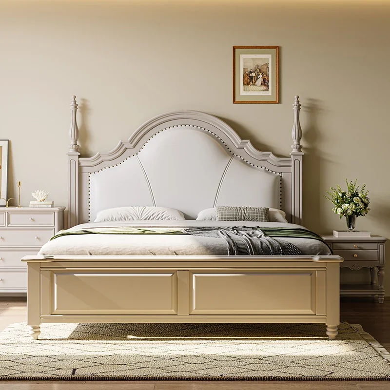 سرير مزدوج خشبي حديث، مسند ظهر فاخر، بسيط كبير للبالغين، غرفة نوم مزدوجة، إطار كوين مزدوج، أثاث منزلي Cama De Casal