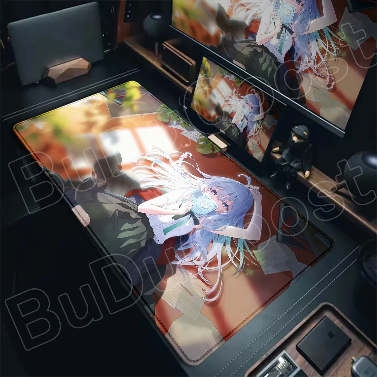 Rutschfeste Mausmatte mit Gummibasis, große Laptop-Tastaturmatte mit wandelnder Hexe, Anime-Tastaturmatte, Kawaii Girl Elaina, Desktop-Teppich, PC-Zubehör – Detail 4
