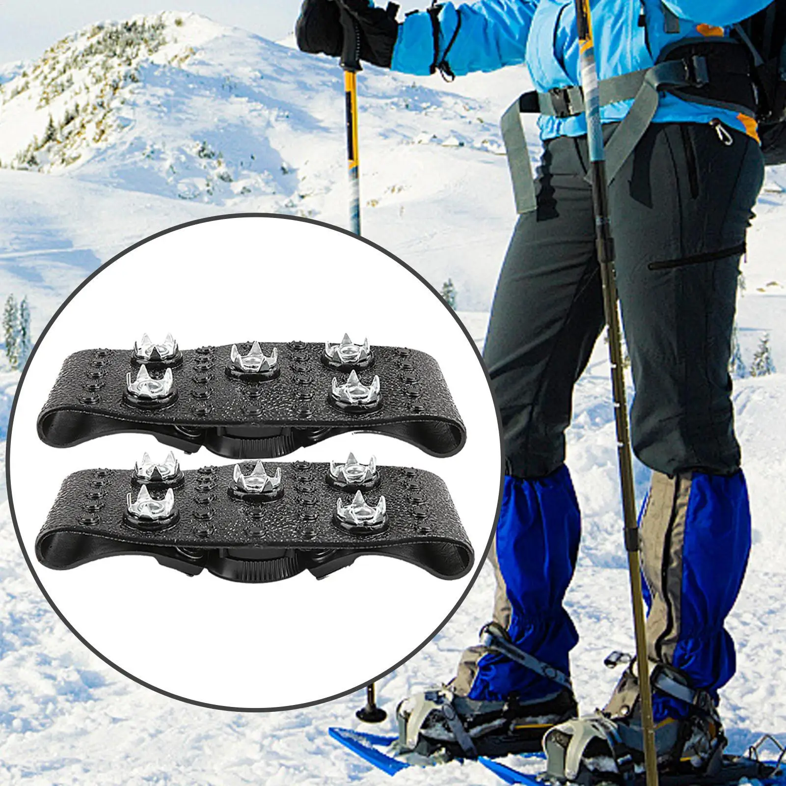 1 pair 5-Claw Ice Cleats For Shoes & Boots Anti Slip Snow Grippers Traction Spikes For Walking, Hiking & Winter Travel