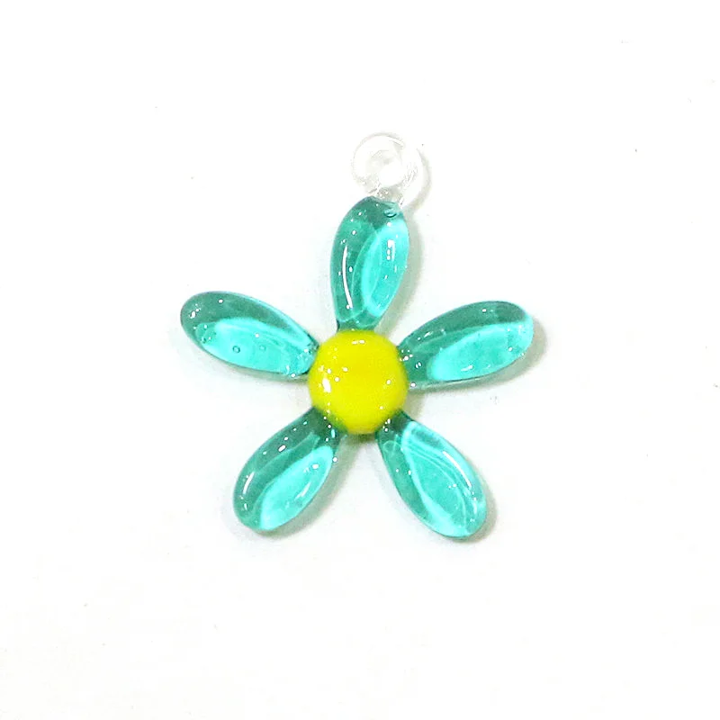 2PCS New Hanging Cute Glass Flower Mini Ornaments Wedding Party Fairy Garden Xmas Decor Pendant DIY Jewelry Necklace Accessories