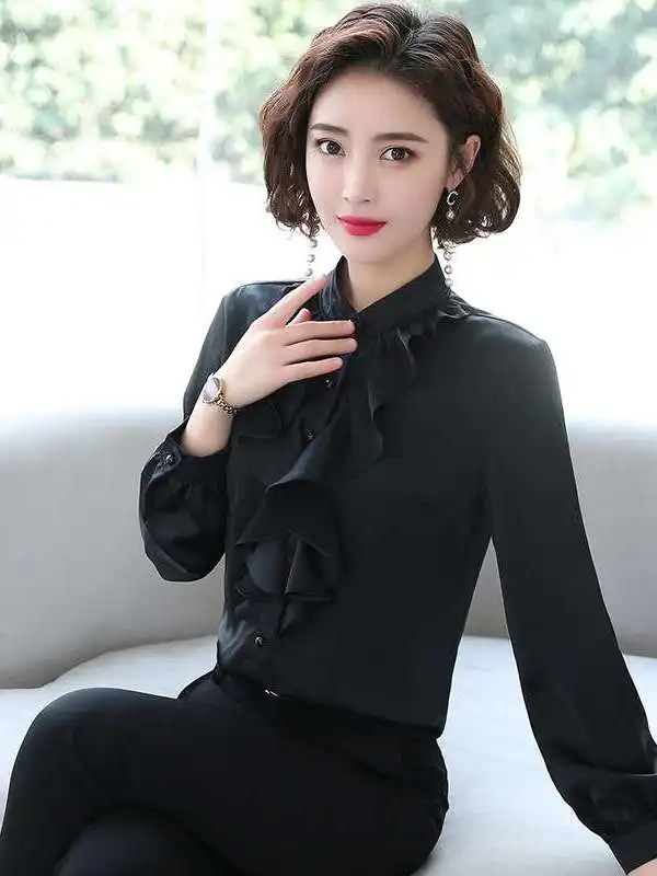 

Professional Long Sleeve Women's Shirt Autumn Cleanfit Waist Cinched Polyester Fiber Non Deformable Chinese Production