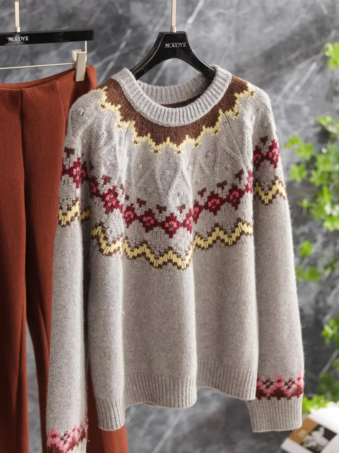 

Вязаный свитер из 100% шерсти, утепленный, в стиле ретро, с узором Fair Isle, для многослойных образов, женский, модный, теплый зимний топ