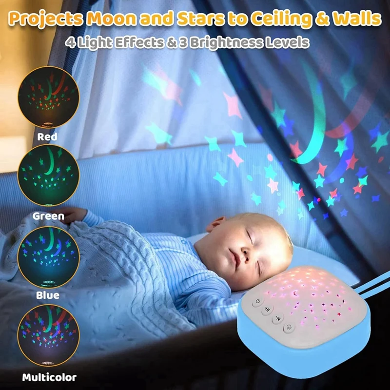 Portable Sound Machine Baby, Baby Sleep Shusher With Projector Star Starry Light, Toddler Aid Music For Infant Gifts