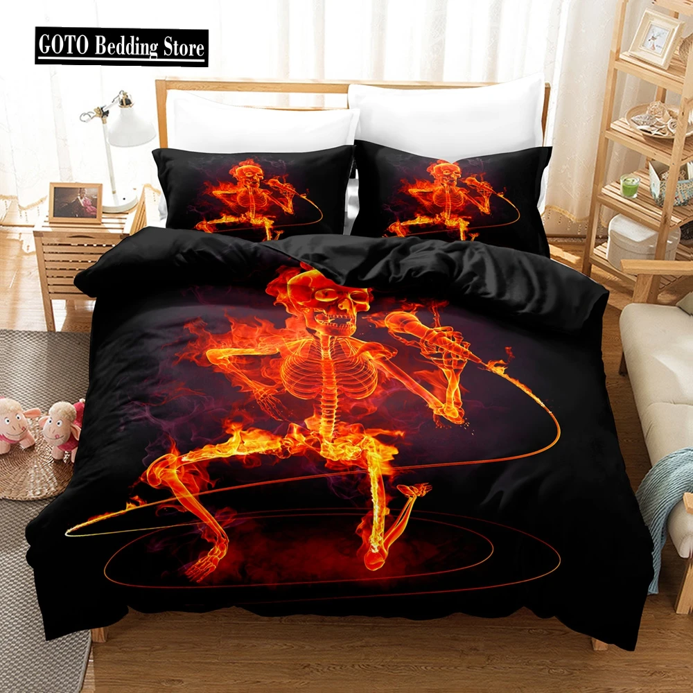 

Hot Nightmare Befor Christmas Bedding Set King Size 3D Print Halloween Skull Duvet Cover Luxury Designer Bed Set Pillowcase Home