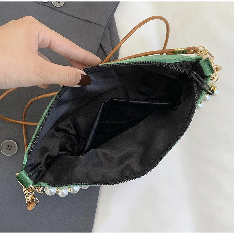 Chinesische Umhängetasche mit Blumenstickerei, Damen-Schultertasche, Handtasche mit Perlenhenkel, Vintage-Geldbörse im ethnischen Hanfu-Stil – Detail 3