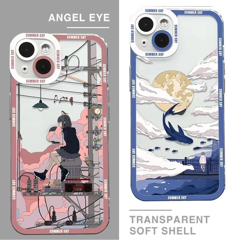 Japanese Anime Aesthetic Case For Xiaomi Redmi Note 13 12 11 Pro Plus 4G 5G 12S 11S 10 10S 9 9S 8 13C 12C 10C Soft Silicone Etui