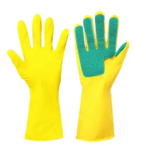 3892 Right Hand Cleaning Gloves Washing Dish Cleaning Cloth Kitchen Rag Brush Pot Waterproof Sponge Household Gloves Latex