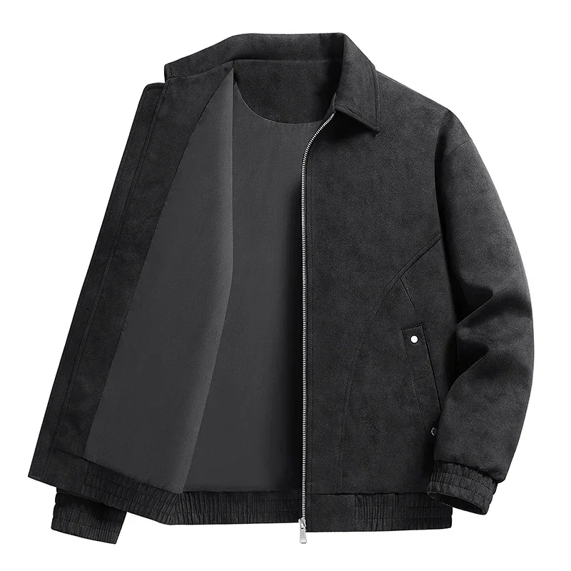 Men New Fashion Spring Trendy Versatile American Turn Down Collar Suede Jacket Men Autumn Winter Coat Brand Jackets