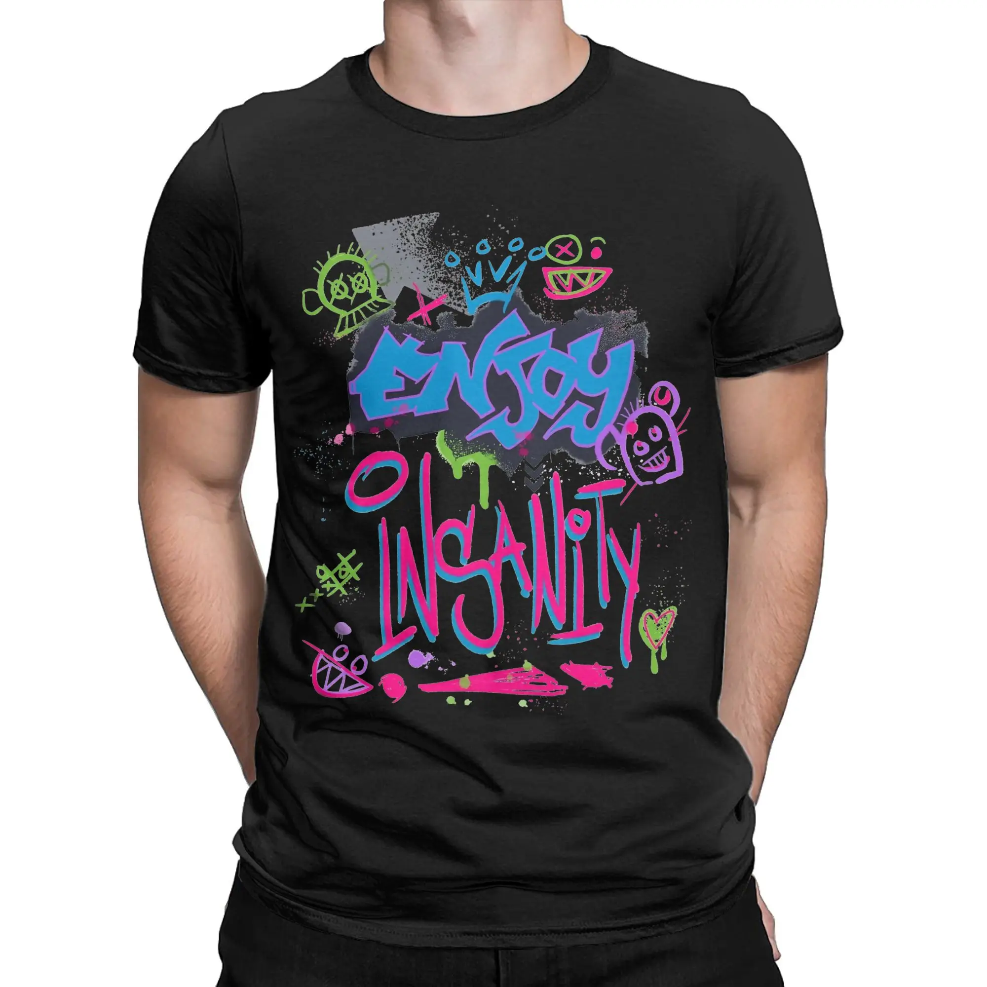 Arcane Anime Jinx Impressão Gráfica Camiseta Homens Mulheres 100% Algodão Camiseta Roupas