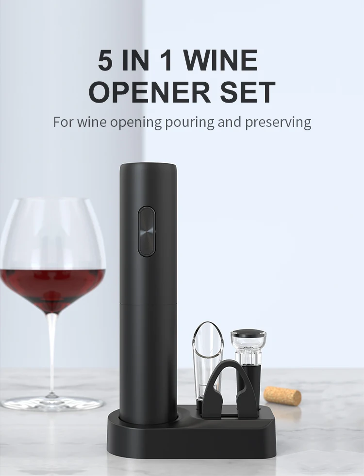 Coffret 4 En 1 Todeco : Tire-bouchon électrique Rechargeable + Aérateur De Vin + Coupe-capsule + Bouchon à Vide - Idéal Pour Les Fêtes Coffret Oenologie Cadeau